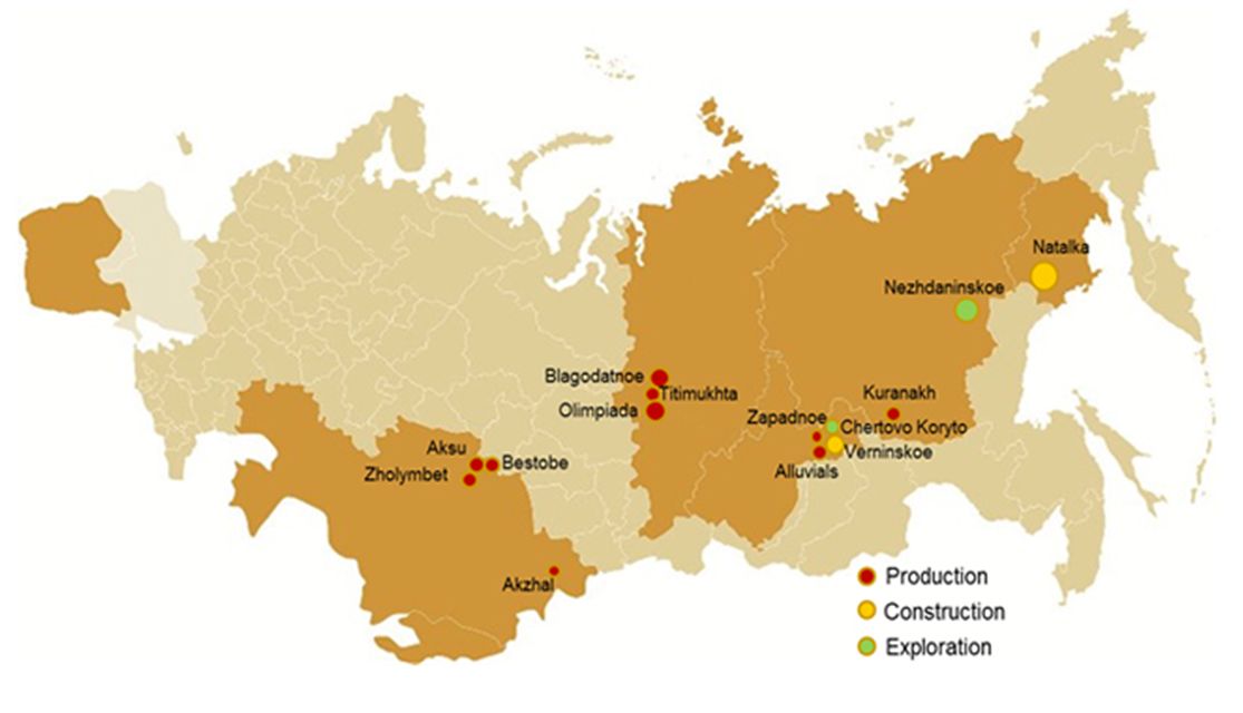 gisement or Nezhdaninskoye russie